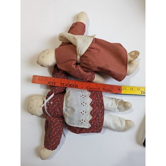 vintage Folk Art Dorothy Rag Doll Handmade Primitive Doll Embroidered lot of 2 1 - Picture 6 of 8